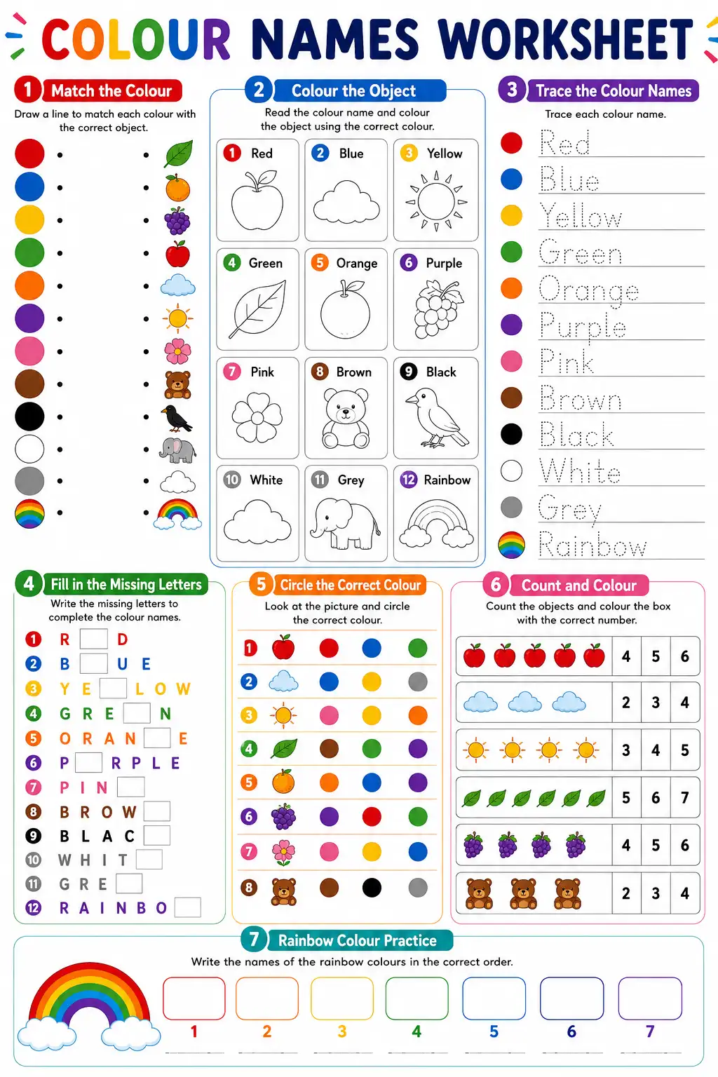 Colour Names Worksheet