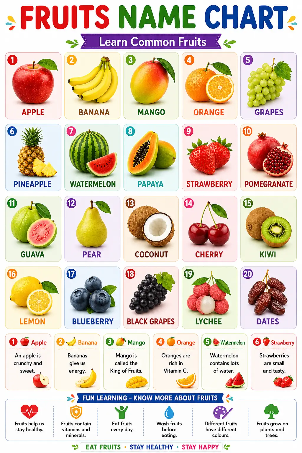 Fruits Name Chart