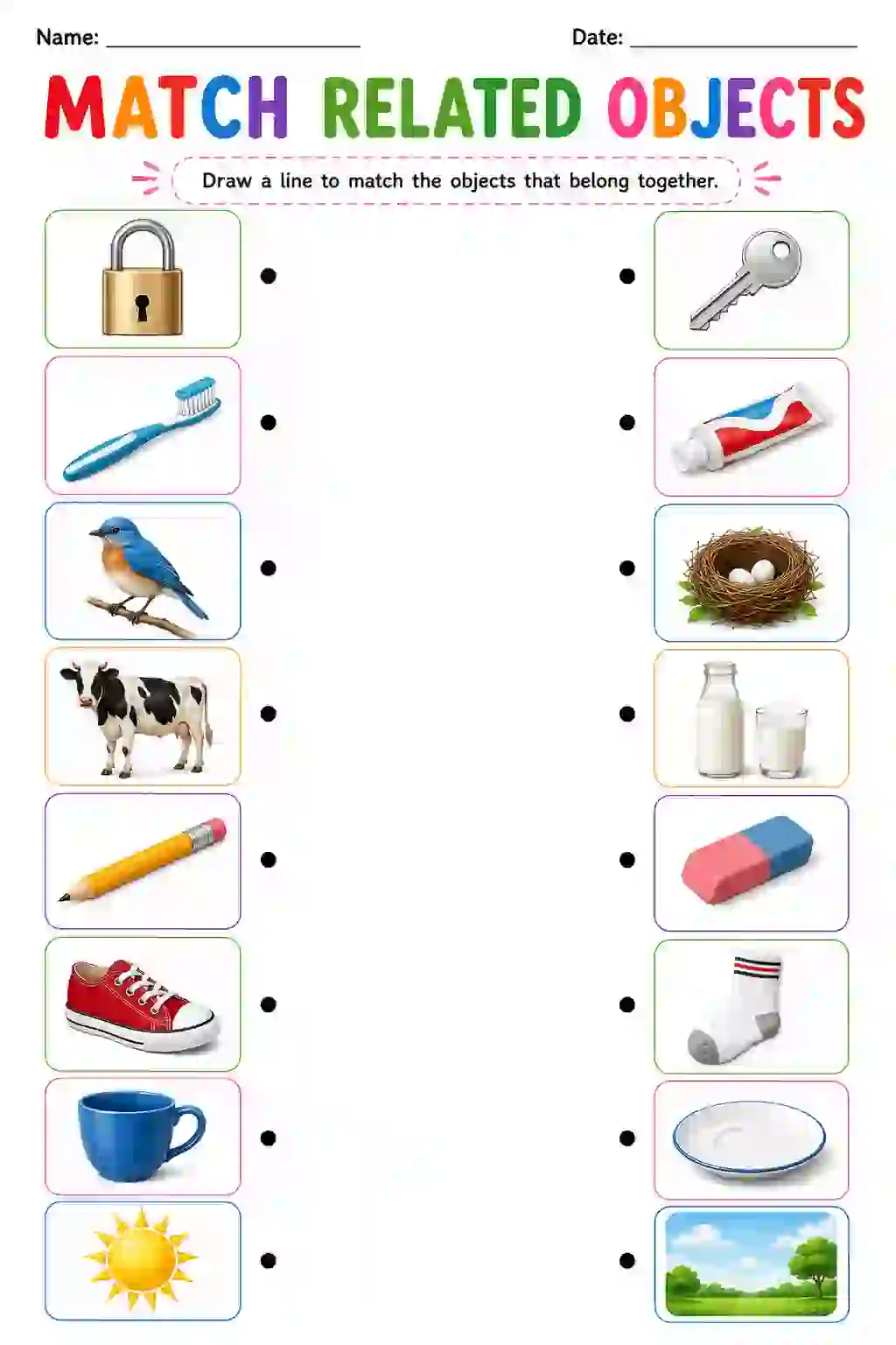 Match Related Objects Worksheet (LKG)