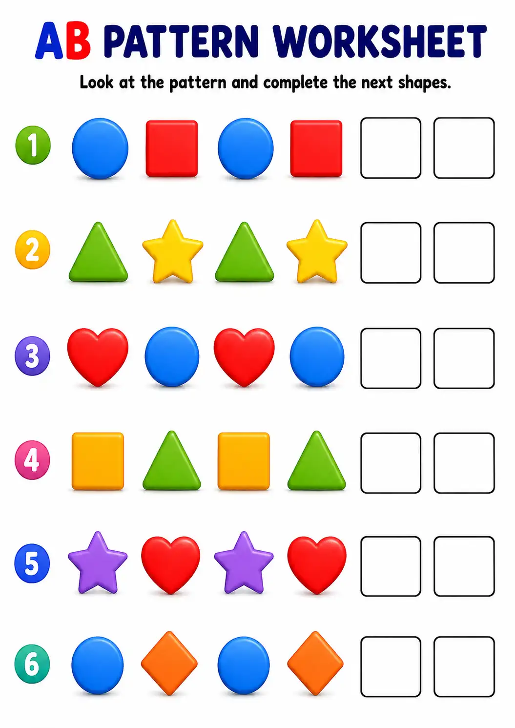 AB Pattern Worksheet