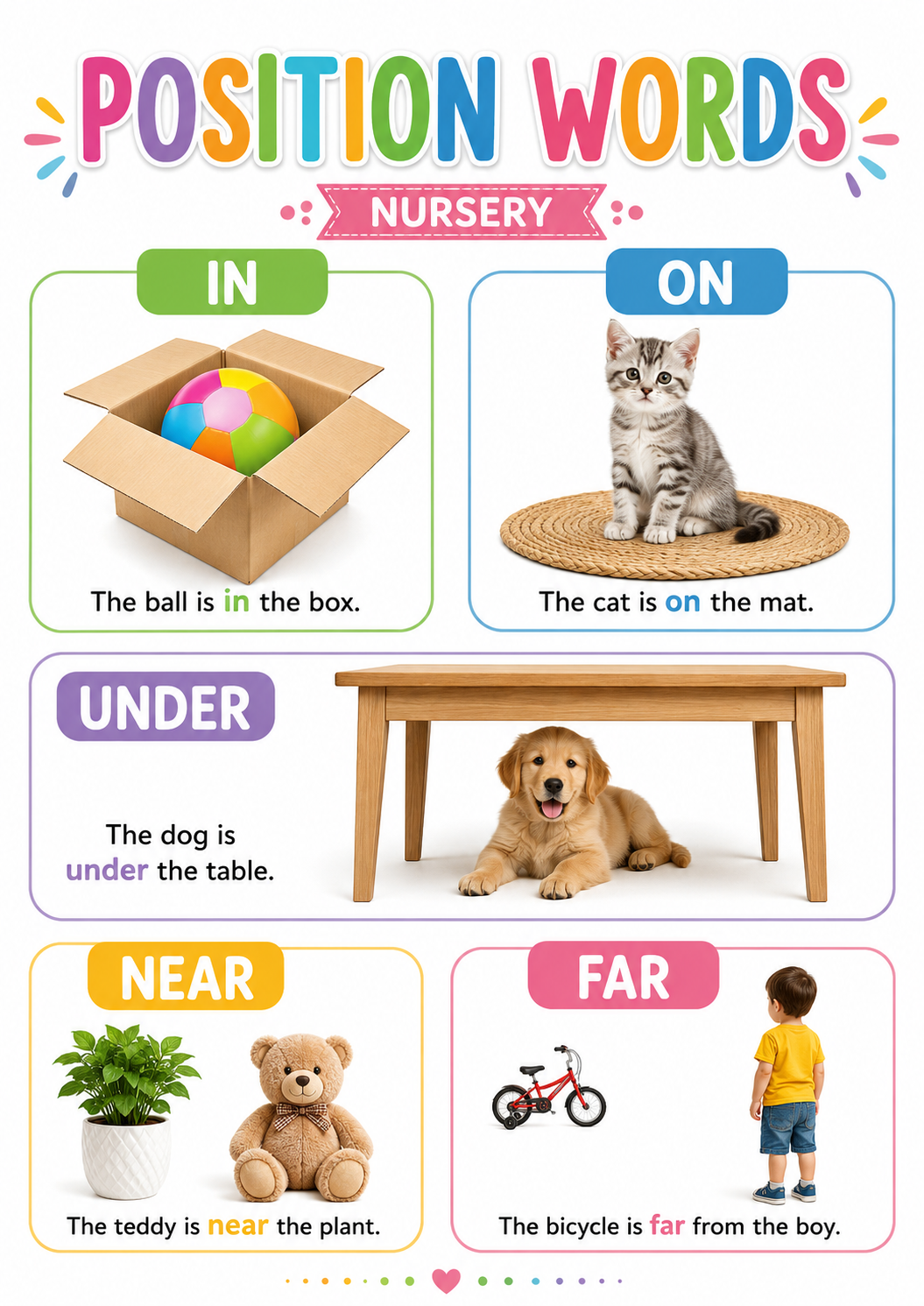 Position Words Basics Chart (Nursery)