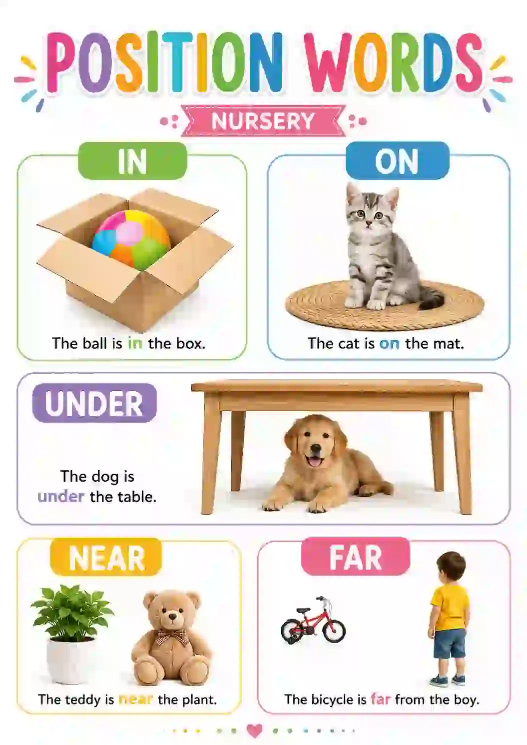 Position Words Basics Chart (Nursery)