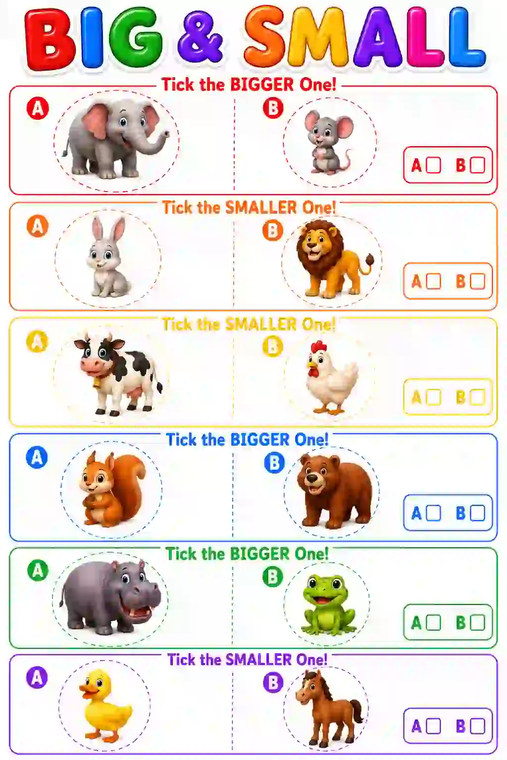 Big and Small Worksheet
