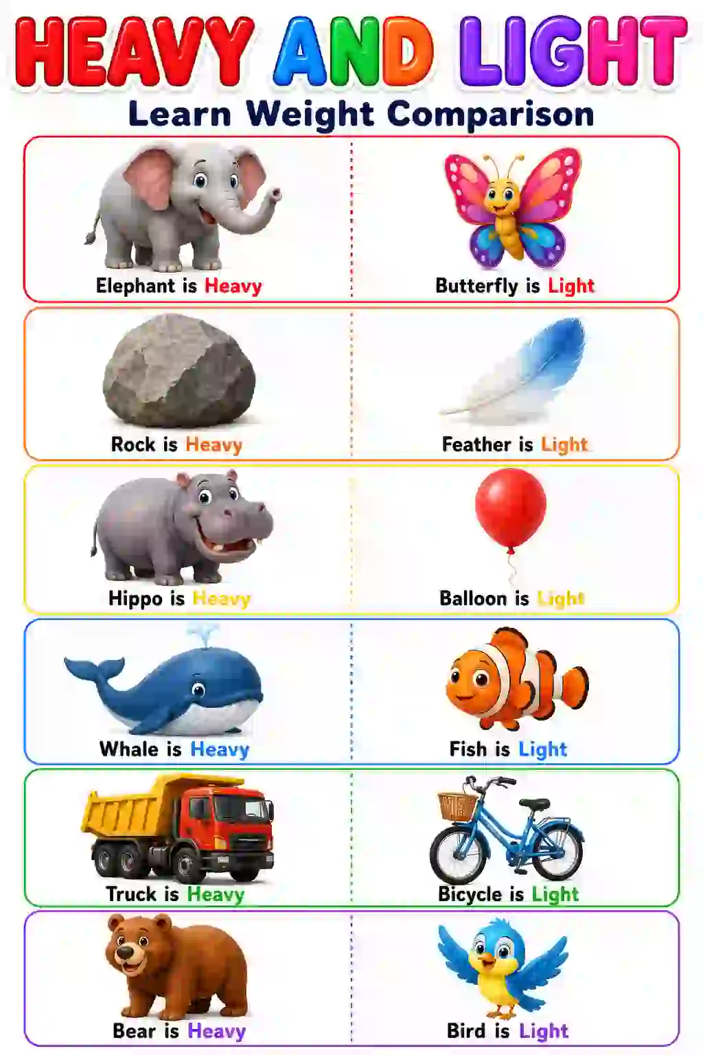 Heavy and Light Chart