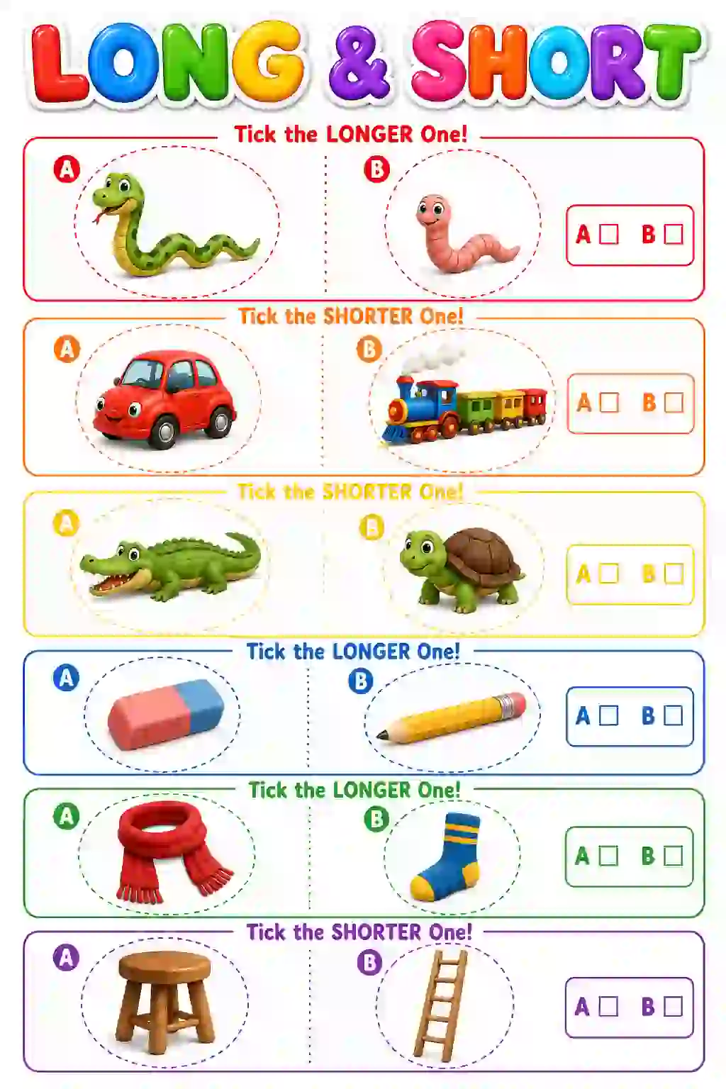 Long and Short Worksheet